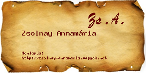 Zsolnay Annamária névjegykártya